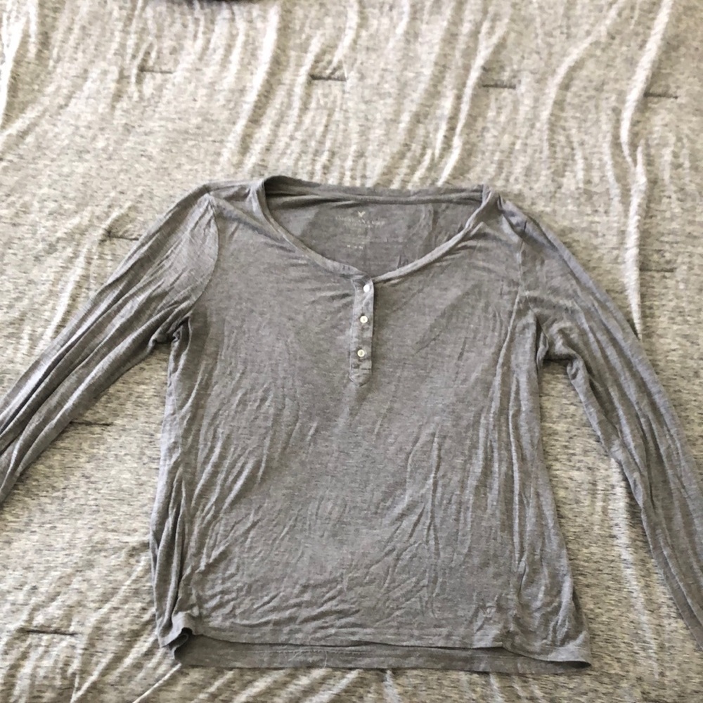 American Eagle Grey Cotton Soft & Sexy Long Sleeve